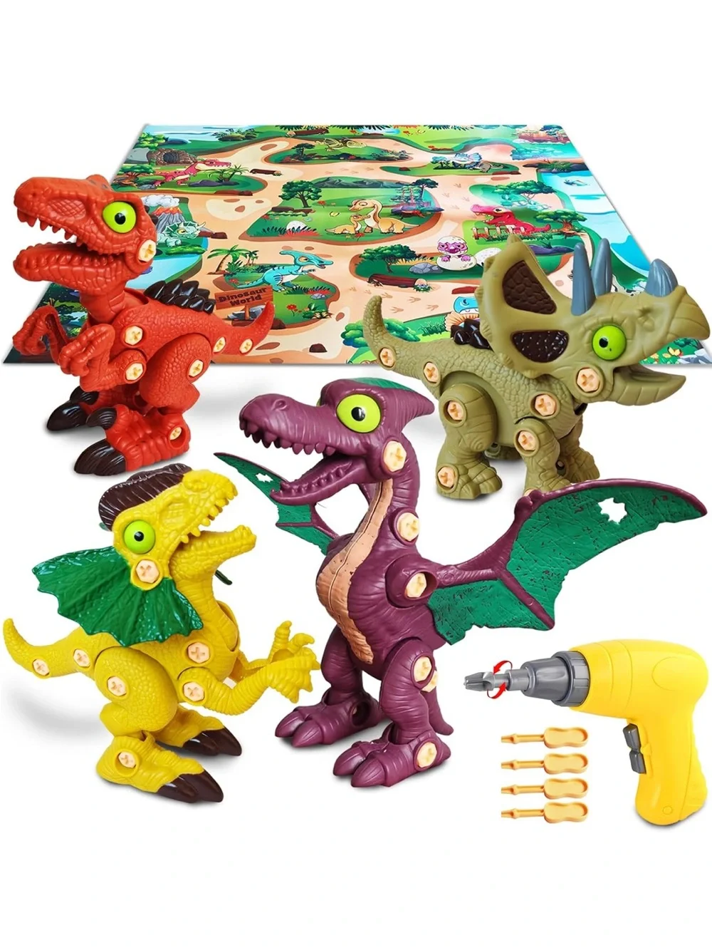New Dinosaur Toys W-Electric Drill & Play Mat STEM DIY Learning Educational Toy